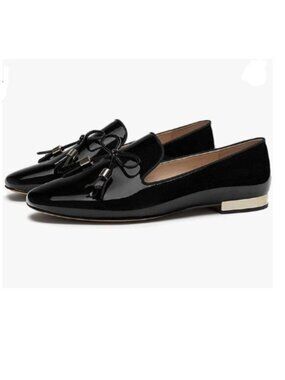 FOWT Black Cute Bow Knot Almond Toe Loafers Rose Golden Low Chunky Heel Shoes